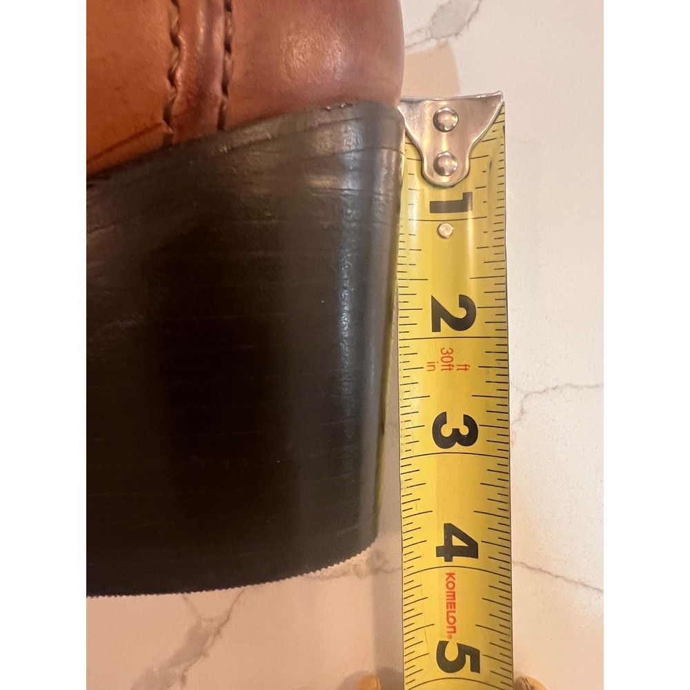 Frye Cara Penny Loafer Cognac Leather Block Heel Pumps Womens 8.5B - Picture 9 of 9